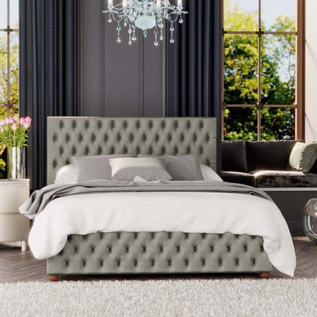 Laurence Llewelyn Bowen Seren Super King Size Duck Egg Plush Velvet Ottoman Bed - Green - Laurence Llewelyn-Bowen - Wilko