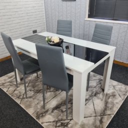 Kosy Koala 4 Seater Faux Leather Dining Set White Black and Grey - Portland - Wilko - thumbnail 6