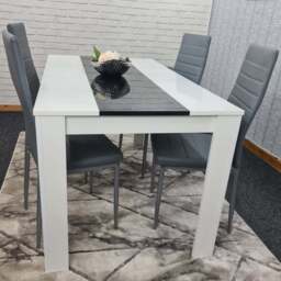 Kosy Koala 4 Seater Faux Leather Dining Set White Black and Grey - Portland - Wilko - thumbnail 1