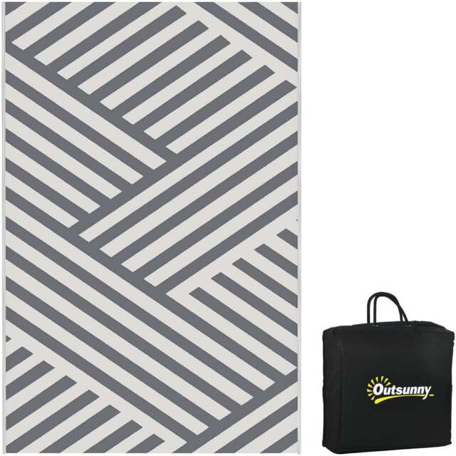 Outsunny Grey and Cream Reversible Outdoor Rug 182 x 274cm - Size: 274 x 182 x 0.3cm - Multi - Wilko - image 1