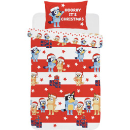 Bluey Festive Stars Duvet Set Red and White - Wilko - thumbnail 4