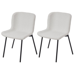 H&O Direct Set of 2 Teddy Fur Dining Chair - Size: 78 x 48 x 54cm - White - Wilko - thumbnail 3