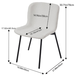 H&O Direct Set of 2 Teddy Fur Dining Chair - Size: 78 x 48 x 54cm - White - Wilko - thumbnail 7
