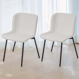H&O Direct Set of 2 Teddy Fur Dining Chair - Size: 78 x 48 x 54cm - White - Wilko - thumbnail 1