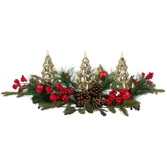 Christmas LED Tree Centrepiece Green and Red - Wilko - image 1