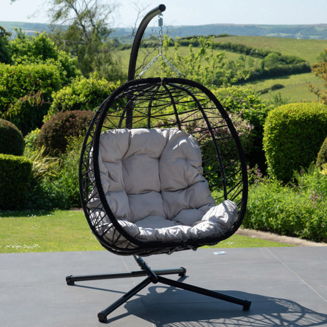 Artemis Home Hebden Light Grey Garden Hanging Egg Chair - Size: 190 x 107 x 75cm - Wilko - image 1