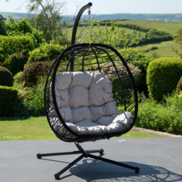 Artemis Home Hebden Light Grey Garden Hanging Egg Chair - Size: 190 x 107 x 75cm - Wilko - thumbnail 1