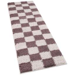 Desire Rugs Chester Lilac Shaggy Checkered Rug 60 x 220cm - Size: 220 x 60 x 3cm - Purple - Wilko - thumbnail 1