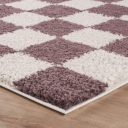 Desire Rugs Chester Lilac Shaggy Checkered Rug 60 x 220cm - Size: 220 x 60 x 3cm - Purple - Wilko - thumbnail 4