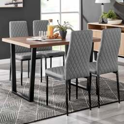 Furniturebox Solo Valera Wood Effect 4 Seater Dining Set Brown and Grey - Wilko - thumbnail 1