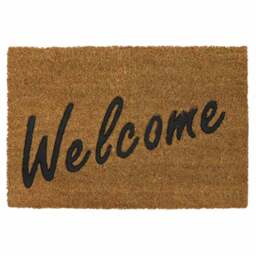 JVL Welcome Rubber Embossed PVC Coir Doormat 40 x x 60cm - Size: 45 x 60cm - Brown - JVL Homewares - Wilko