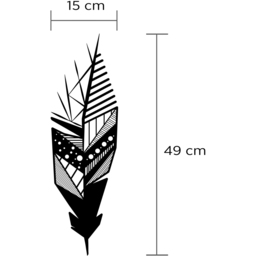 Decortie Black Minimalist Metal Modern Feather Wall Art - Size: 49 x 15 x 0.3cm - Wilko - thumbnail 5