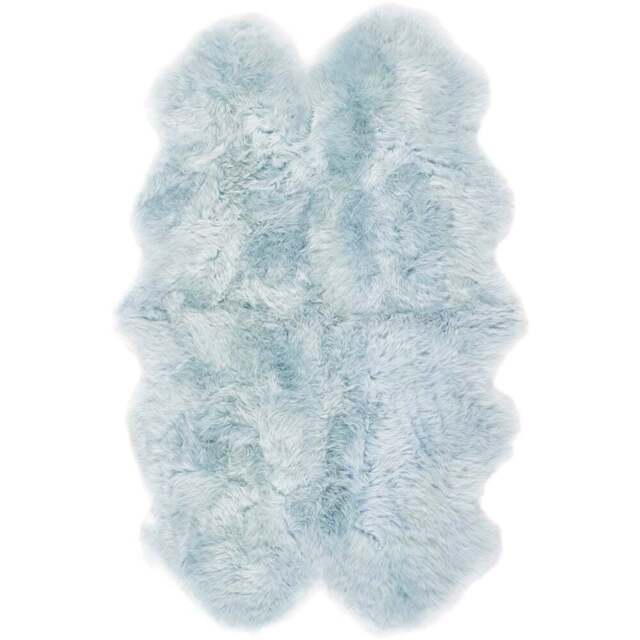 Origins Genuine Sheepskin Duck Egg Quad New Zealand Wool Rug 160 x 105cm - Size: 105 x 160cm - Blue - Origins Rugs - Wilko - image 1