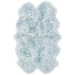 Origins Genuine Sheepskin Duck Egg Quad New Zealand Wool Rug 160 x 105cm - Size: 105  x 160cm - Blue - Origins Rugs - Wilko - thumbnail 1