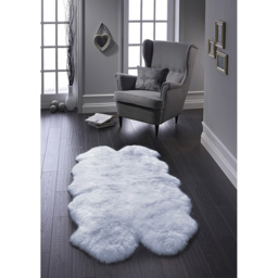 Origins Genuine Sheepskin Duck Egg Quad New Zealand Wool Rug 160 x 105cm - Size: 105  x 160cm - Blue - Origins Rugs - Wilko - thumbnail 3