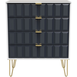 Crowndale Cube 4 Drawer Matt Indigo and White Chest of Drawers Ready Assembled - Blue - Wilko - thumbnail 4
