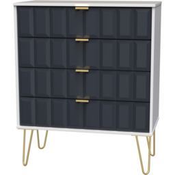 Crowndale Cube 4 Drawer Matt Indigo and White Chest of Drawers Ready Assembled - Blue - Wilko - thumbnail 3
