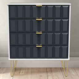 Crowndale Cube 4 Drawer Matt Indigo and White Chest of Drawers Ready Assembled - Blue - Wilko - thumbnail 1