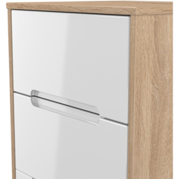 Crowndale Monaco 3 Drawer White Gloss and Bardolino Oak Bedside Cabinet Ready Assembled - White Gloss & Bardolino Oak - Wilko - thumbnail 6