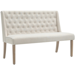 Living and Home 2 Seater Beige Upholstered Tufted Dining Bench - Size: 97 x 138 x 59cm - Cream - Wilko - thumbnail 3