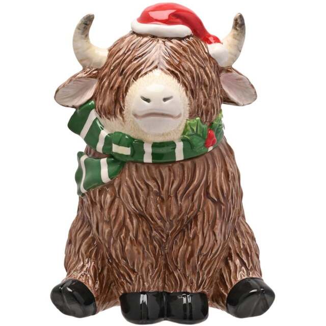 The Seasonal Gift Co. Highland Cow Ceramic Cookie Jar - Size: 24.5 x 16 x 16cm - Brown - Wilko - image 1