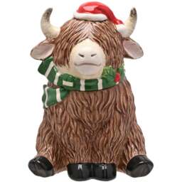 The Seasonal Gift Co. Highland Cow Ceramic Cookie Jar - Size: 24.5 x 16 x 16cm - Brown - Wilko
