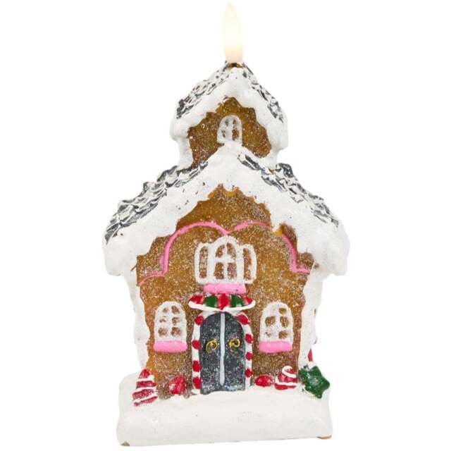 Gingerbread House LED CandleBrown and White - Candy Cane Lane - Wilko - image 1