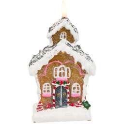 Gingerbread House LED CandleBrown and White - Candy Cane Lane - Wilko - thumbnail 1