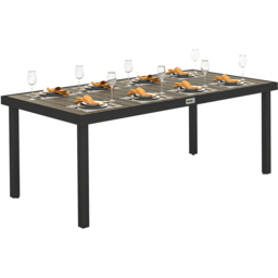 Outsunny 8 Seater Aluminium Frame Garden Dining Table Brown - Size: 74 x 190 x 90cm - Weathered Brown Wood-Effect - Wilko - thumbnail 3