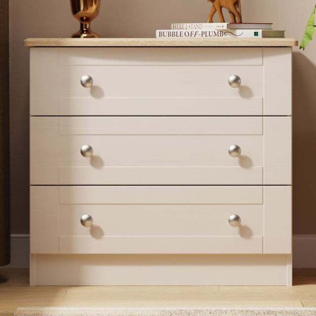 Crowndale Sussex 3 Drawer Kashmir Ash and Bardolino Oak Chest of Drawers Ready Assembled - Kashmir Ash & Bardolino Oak - Wilko - image 1