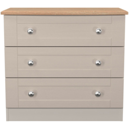 Crowndale Sussex 3 Drawer Kashmir Ash and Bardolino Oak Chest of Drawers Ready Assembled - Kashmir Ash & Bardolino Oak - Wilko - thumbnail 3