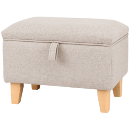 Living and Home 2 in 1 Cream Linen Upholstered Storage Ottoman - Size: 35 x 49 x 33cm - Wilko - thumbnail 3