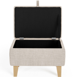 Living and Home 2 in 1 Cream Linen Upholstered Storage Ottoman - Size: 35 x 49 x 33cm - Wilko - thumbnail 4