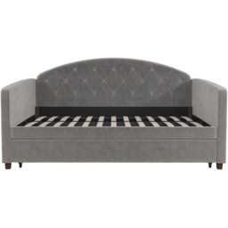 Dorel Aspen Light Grey Velvet Daybed with Trundle - Size: Single - Wilko - thumbnail 4