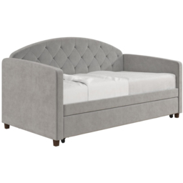 Dorel Aspen Light Grey Velvet Daybed with Trundle - Size: Single - Wilko - thumbnail 6