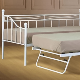 Brooklyn Single Sleeper White Metal Day Bed with Trundle - Wilko - thumbnail 3