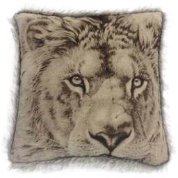 Intimates Lion Fur Trim Filled Cushion 43 x 43cm 2 Pack - Brown - Wilko