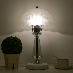 Living and Home Scalloped Table Lamp - Size: 42 x 25 x 25cm - White - Wilko - thumbnail 3
