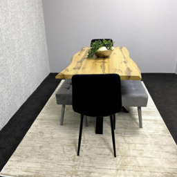 Kosy Koala 6 Seater Velvet Wooden Rectangle Dining Set with Bench Black and Grey - Multi - Wilko - thumbnail 7