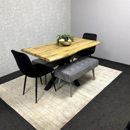 Kosy Koala 6 Seater Velvet Wooden Rectangle Dining Set with Bench Black and Grey - Multi - Wilko - thumbnail 6