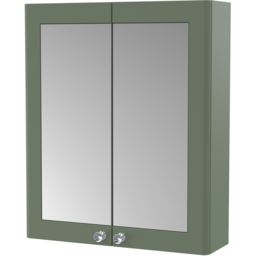 nuie Classique 2 Door Satin Green Wall Hung Mirror Cabinet - Size: 715 x 600 x 180mm - Wilko - thumbnail 3