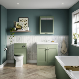 nuie Classique 2 Door Satin Green Wall Hung Mirror Cabinet - Size: 715 x 600 x 180mm - Wilko - thumbnail 4