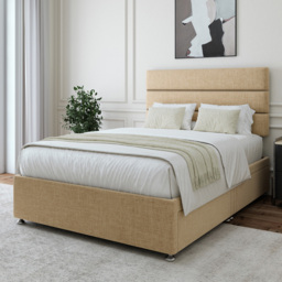 Bedmaster Small Double Cream Linen 4 Drawer Divan Base with Milan Headboard - Wilko - thumbnail 1
