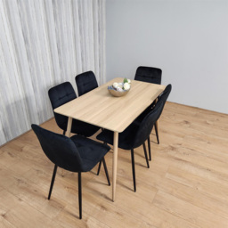 Kosy Koala 6 Seater Velvet Dining Set Wood Effect and Black - Portland - Wilko - thumbnail 6
