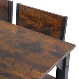 Living and Home 4 Seater Dining Set Black and Dark Brown - Black + Dark Brown - Wilko - thumbnail 5