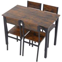 Living and Home 4 Seater Dining Set Black and Dark Brown - Black + Dark Brown - Wilko - thumbnail 3