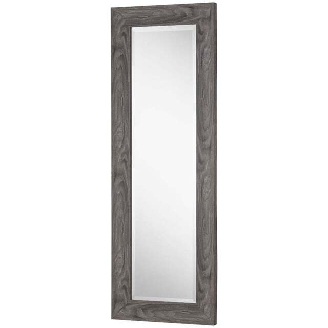 Yearn Light Grey Scooped Grained Bevelled Dressing Mirror 129 x 45cm - Wilko - image 1