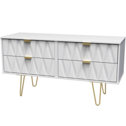 Crowndale Diamond 4 Drawer Matt White Chest of Drawers - Wilko - thumbnail 3