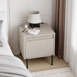 FWStyle Mott Single Drawer Sandstone Artex Detailed Bedside Table - Cream - Wilko - thumbnail 4