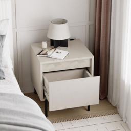 FWStyle Mott Single Drawer Sandstone Artex Detailed Bedside Table - Cream - Wilko - thumbnail 5
